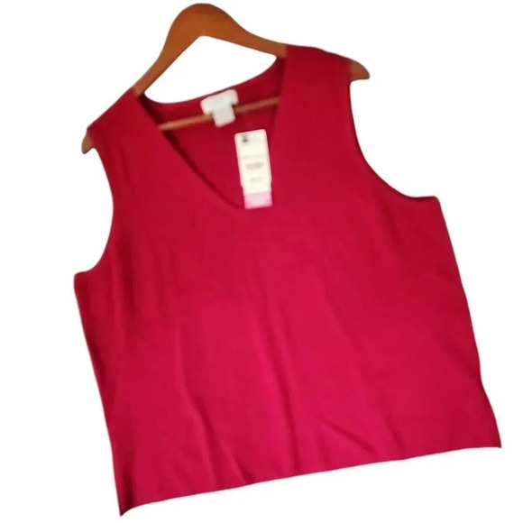 New Worthington Top Women's Size 3X Red V-Neck Sleeveless Stretchy - Picture 7 of 7